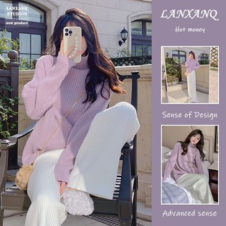 Set trang phục thu đông áo len + quần vải ống suông
