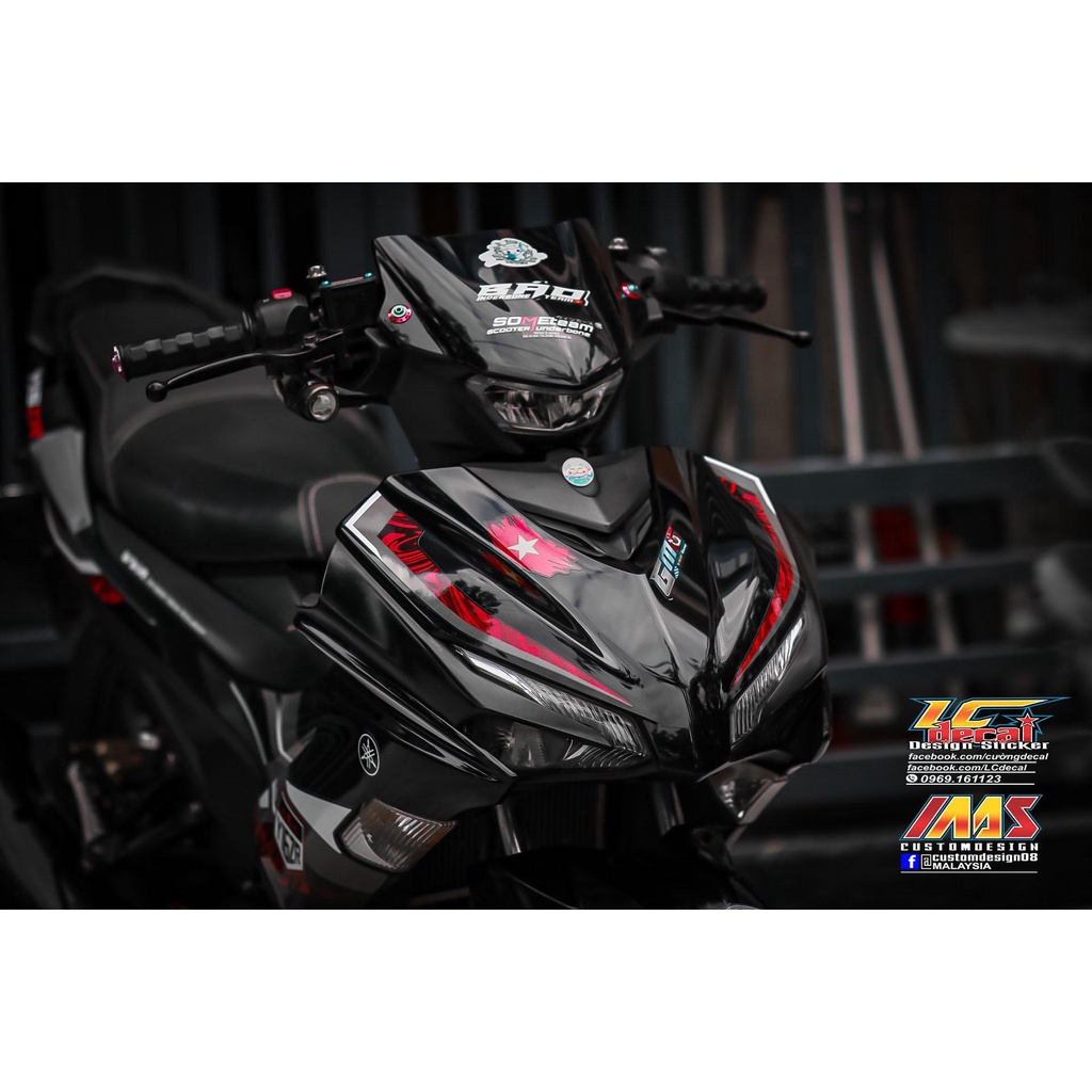 TEM RỜI mẫu Y16ZR họa tiết đỏ bắt mắt cho Exciter 155 đen - siêu hot 2023