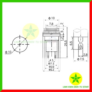 Công tắc đề - Nút nhấn đề phi 10mm