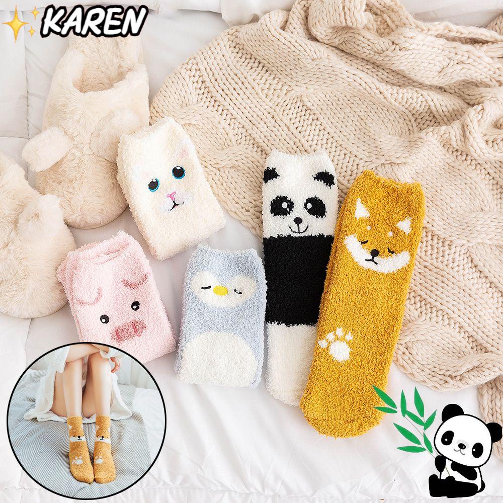 Vớ Nhung San Hô Dày In Hoạt Hình Động Vật Dễ Thương Dùng Làm Quà Tặng Giáng Sinh