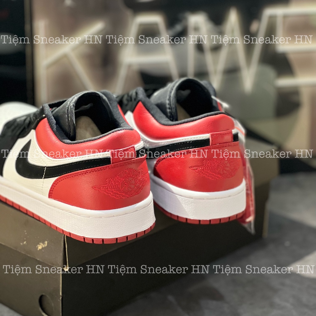 Giày Air Jordan 1 Low Black Toe Đen Đỏ Hàng Cao Cấp Trắng Đen Gót Đỏ