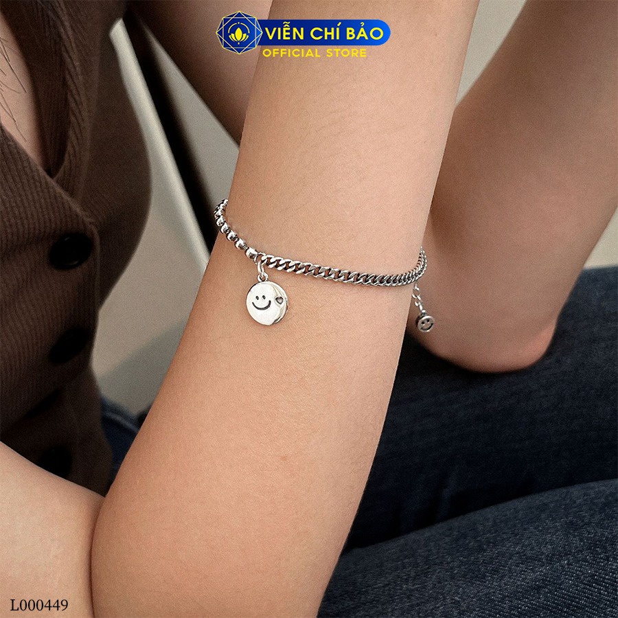 Lắc tay bạc nữ mặt cười xích bi chất liệu bạc 925 thời trang phụ kiện trang sức Viễn Chí Bảo L000449