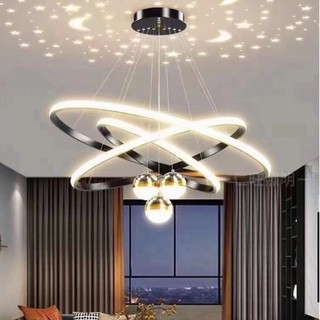 Đèn thả DEMAN chao thủy tinh địa cầu, khung mạ vàng hình trăng sao độc đáo - kèm bóng LED chuyên dụng (80).
