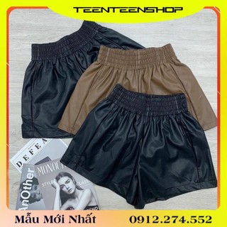 Quần sooc nữ thời trang- quần short da cạp chun to dáng xòe hàng cao cấp Q504 SUTANO
