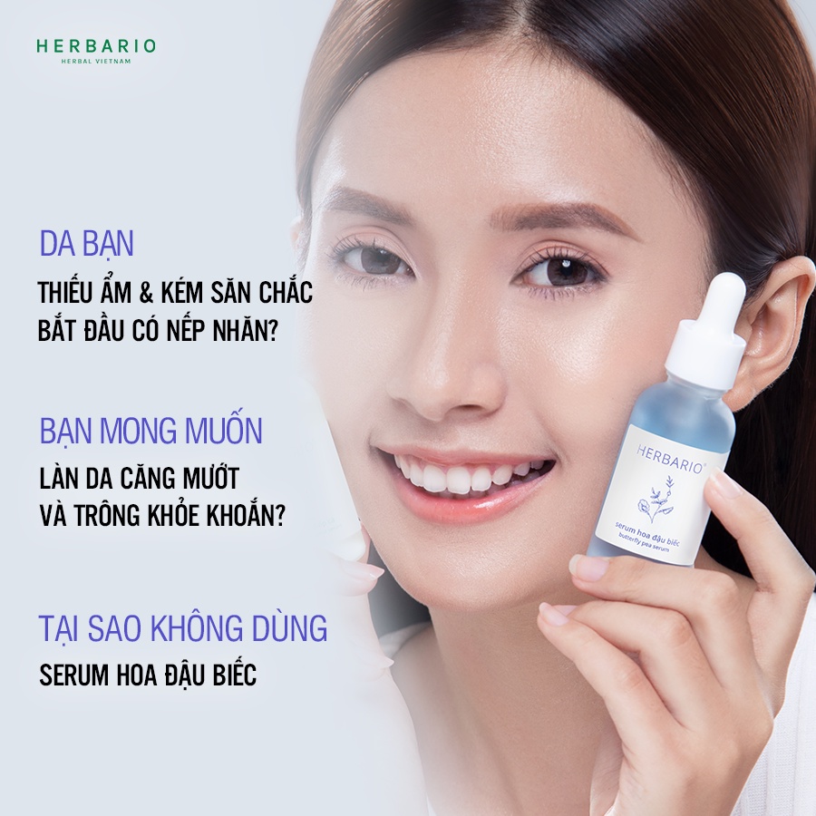 Serum tinh chất Hoa Đậu Biếc herbario 30ml ngăn ngừa lão hóa da thuần chay