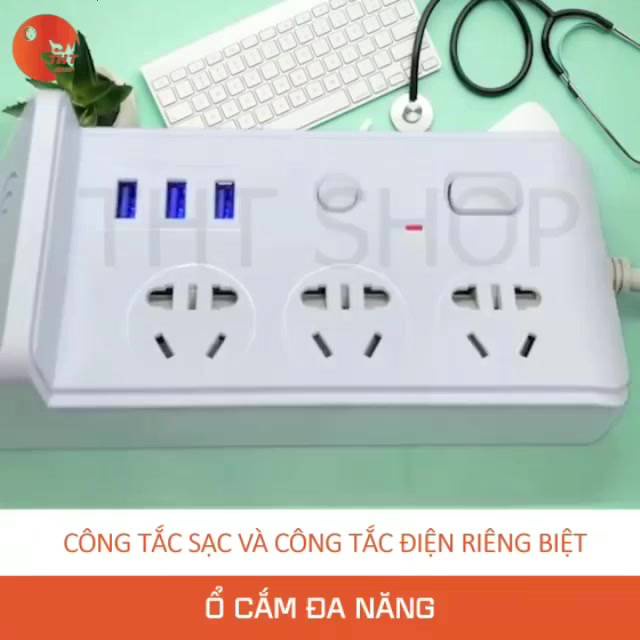 Ổ Cắm Điện Đa Năng Thông Minh Sạc Không Dây 3 Cổng USB Sạc Nhanh,tốc độ kết nối nhanh CHÍNH HÃNG BH 12T LỖI 1 ĐỔI 1