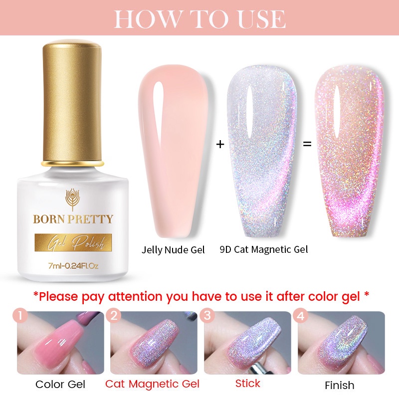 Gel sơn móng tay BORN PRETTY có mắt mèo từ tính thời trang sành điệu 7ml