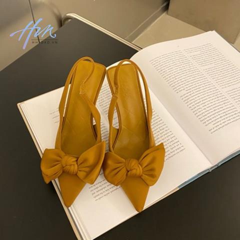 Giày Cao Gót Đính Nơ Thời Trang Mùa Hè 2022 Cho Nữ