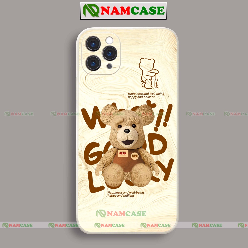 Ốp lưng điện thoại iPhone cặp đôi hoạt hình gấu cute dễ thương cạnh vuông ip 6/6s/7/8/X/XS/XR/11/12/13/14 Pro Plus Max