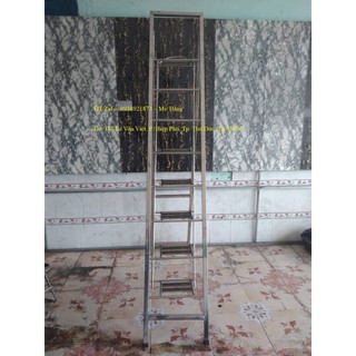 - thang xếp inox cao cấp 8 bậc hộp vuông 38 mm - mã: thiv8a -