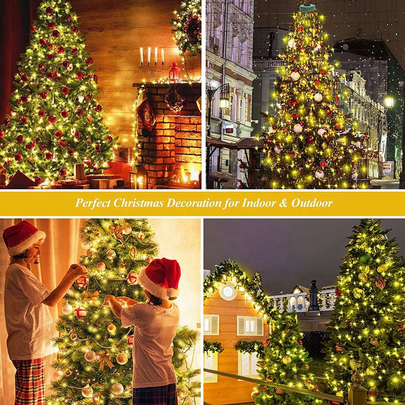 Đèn cây thông Noel 400 LED Đèn Giáng sinh với chức năng bộ nhớ 6.6FT X 16 Phích cắm màu trắng của Hoa Kỳ
