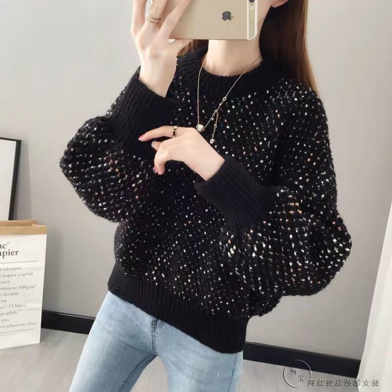 Áo Sweater Dệt Kim Cổ Tròn Dáng Rộng Thời Trang Thu Đông