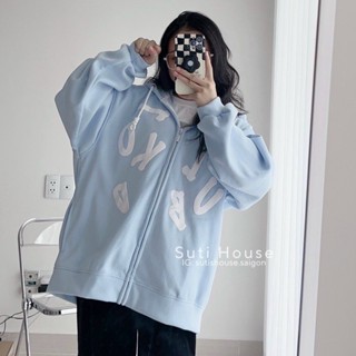 Áo khoác nữ hoodie zip form rộng in chữ CLUB thiết kế khóa kéo về 3 màu hồng, đen và xanh thời trang, cách điệu.