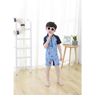 Đồ bơi liền thân bé trai cá mập single 13-30kg (không gồm nón)