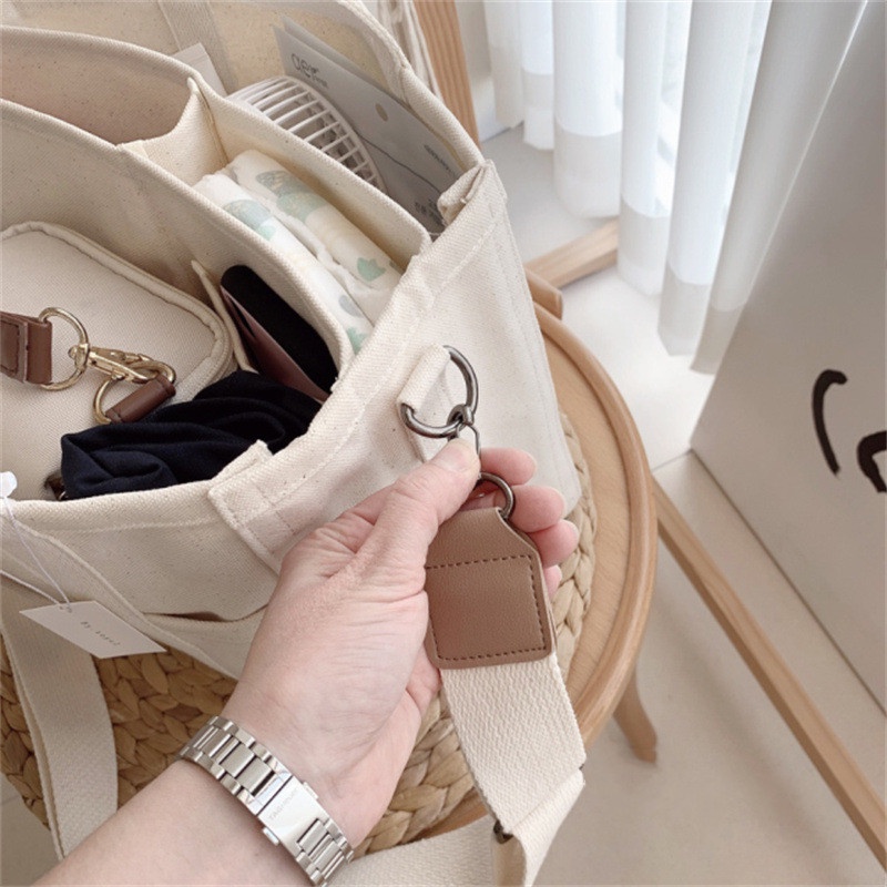 Hàn Quốc ins Mommy Bag Canvas Mommy Bag Thời trang đa chức năng Mother&Baby Single Shoulder Slant Bag Túi vải Tote Túi vải cho trẻ sơ sinh Túi mẹ đa chức năng Túi mẹ công suất lớn