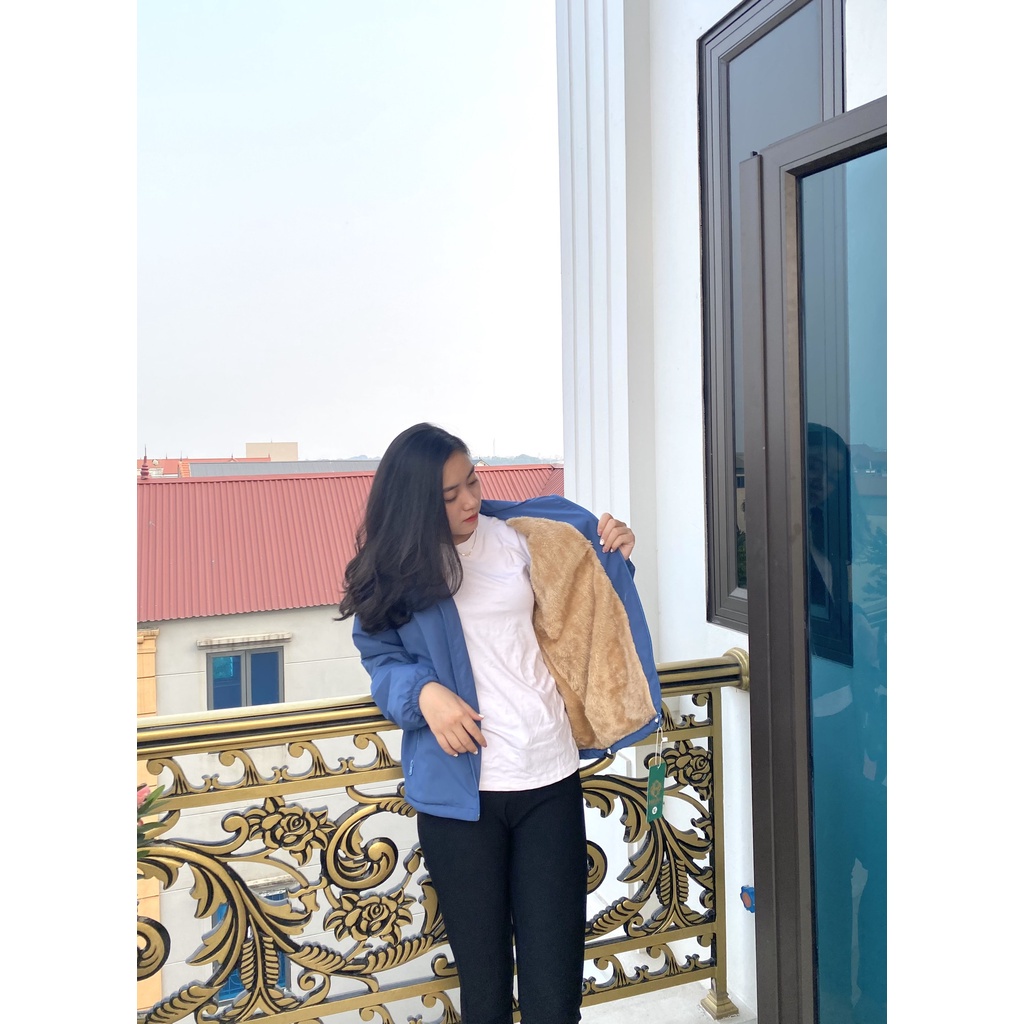 Áo khoác gió lót lông cừu , Áo khoác lót lông tráng bạc có túi trong cho thời tiết rét đậm hàng VNXK