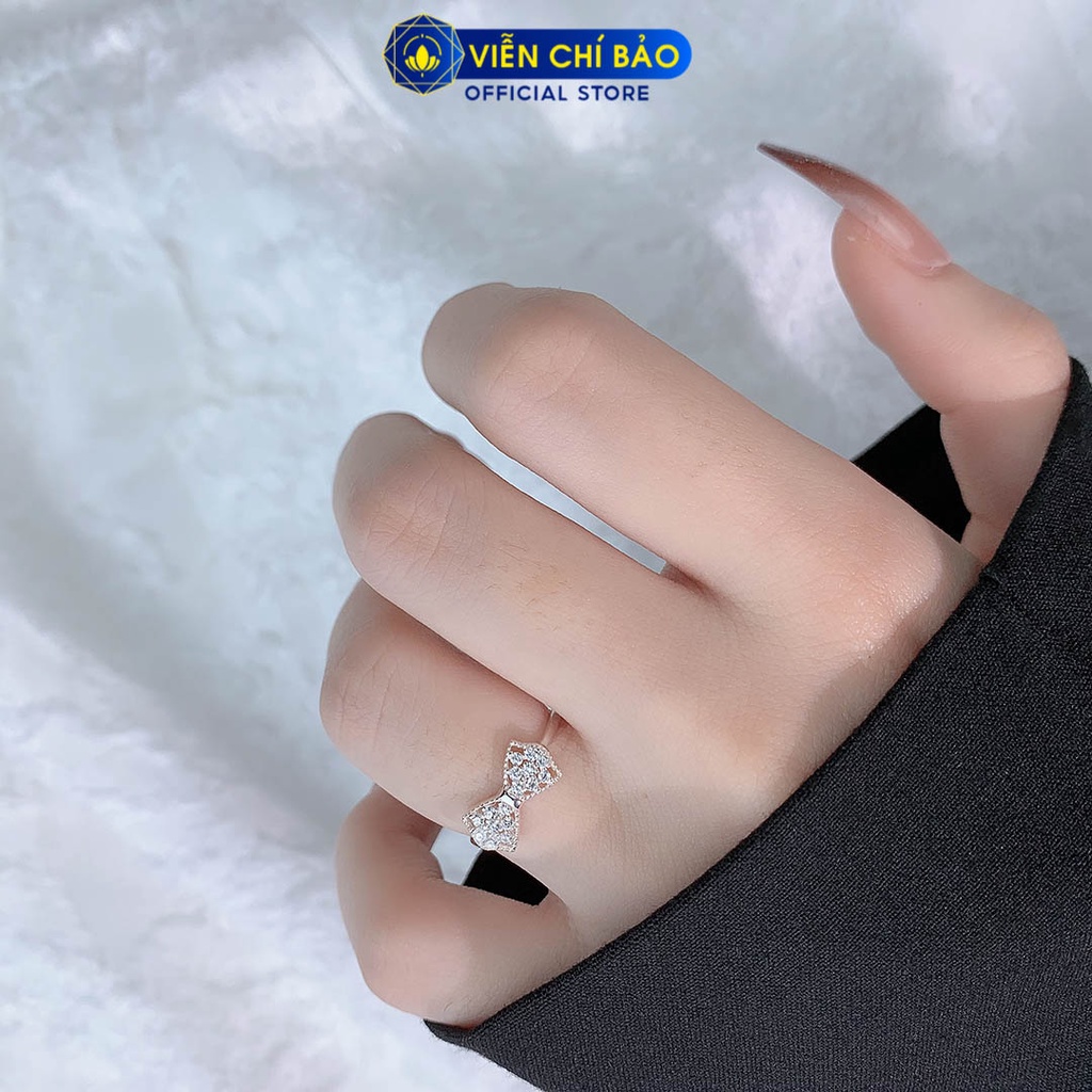 Nhẫn bạc nữ hình nơ đính đá chất liệu bạc 925 thời trang phụ kiện trang sức Viễn Chí Bảo N400884