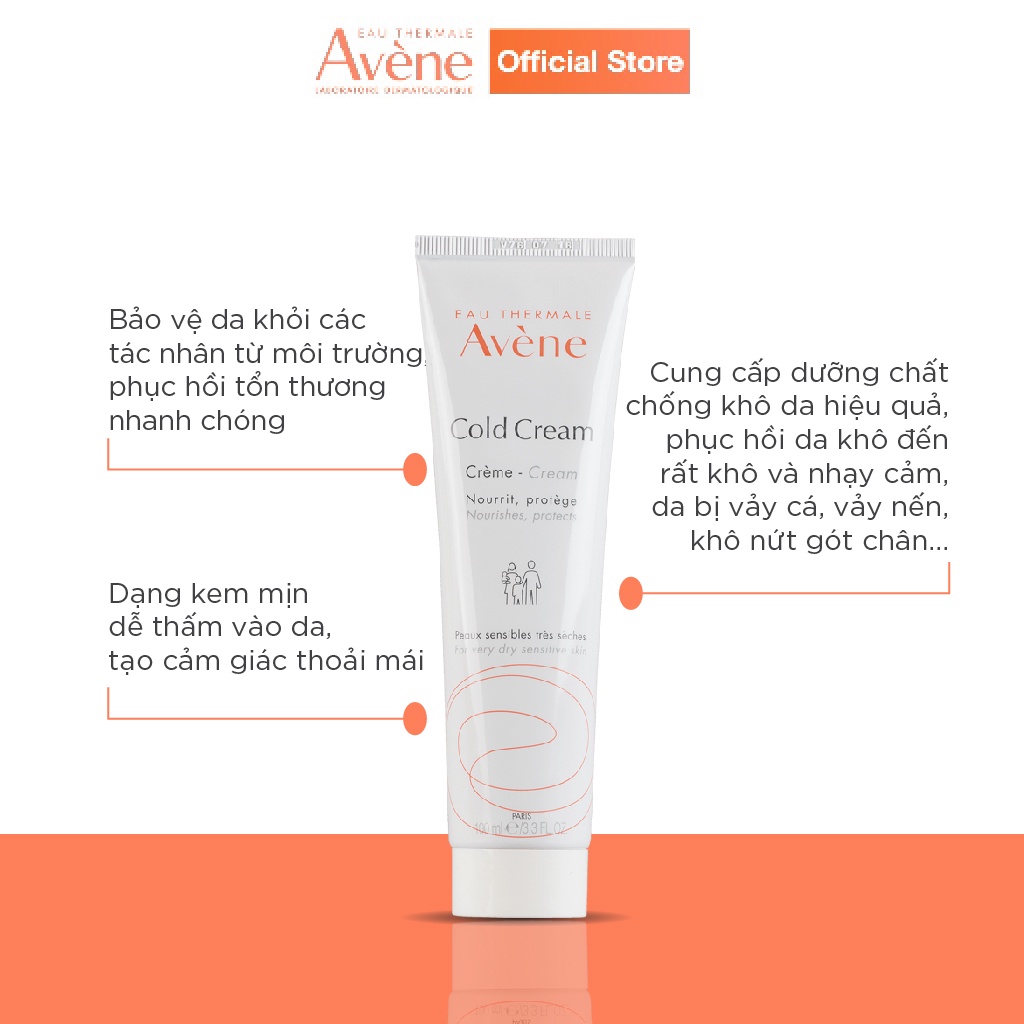 Kem dưỡng ẩm chuyên biệt dành cho da khô, nhạy cảm AVÈNE COLD CREAM 100ml