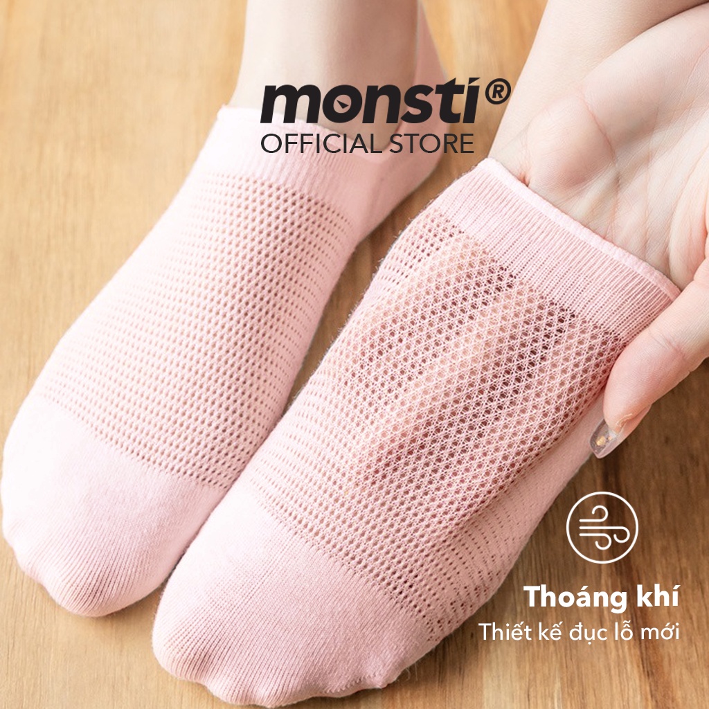 Tất/ Vớ nữ ngắn dạng lưới xinh xắn, ôm chân thoải mái - Cotton mềm mịn thoáng khí, khử mùi - Monsti