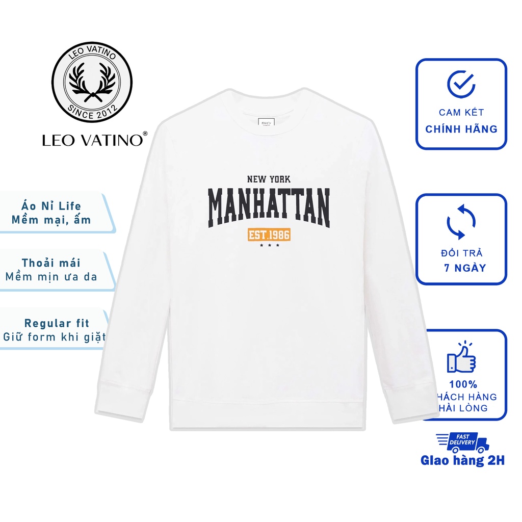 Áo nỉ Galvin thu đông Life tay dài cổ tròn In logo cao cấp hot dành cho nam và nữ M8 - LeoVatino