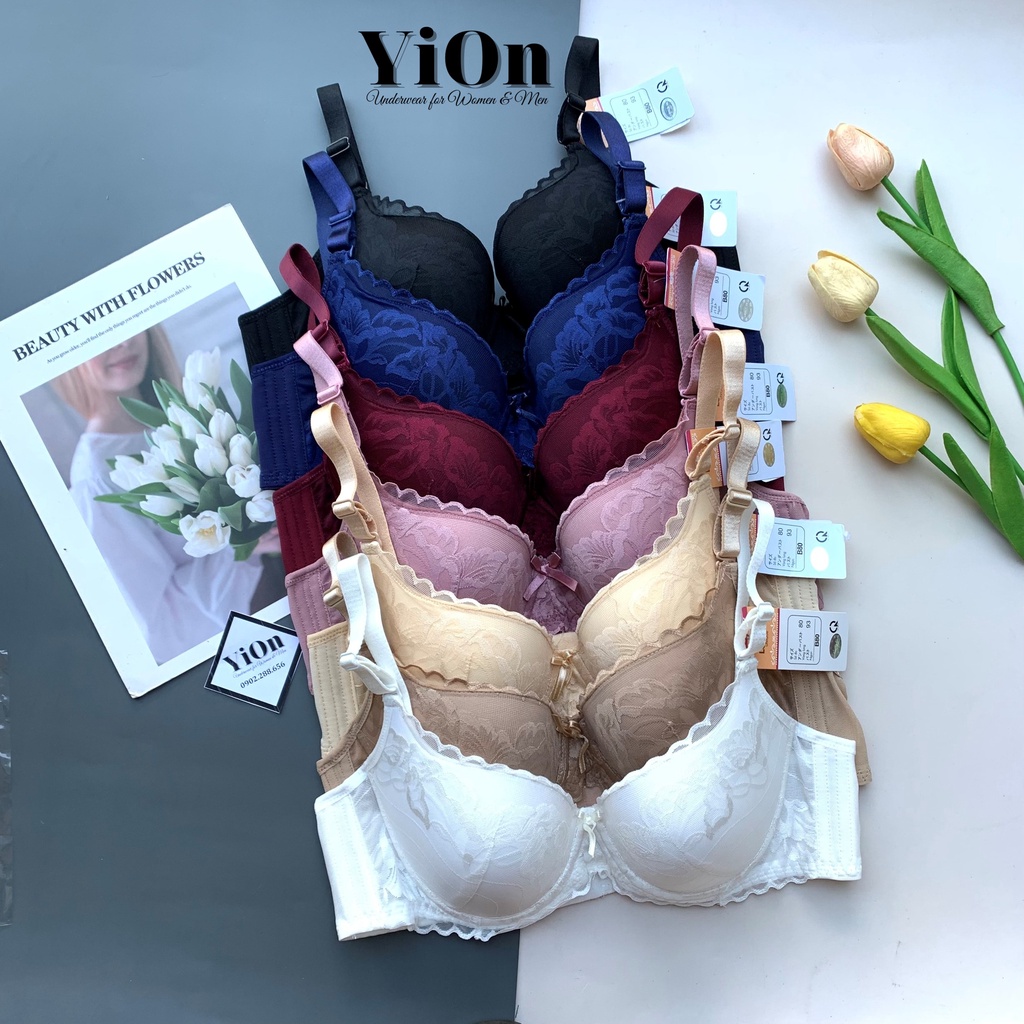 Áo ngực ren hoa Lovely 1250 có gọng mút ép mỏng 1cm YiOn Underwear