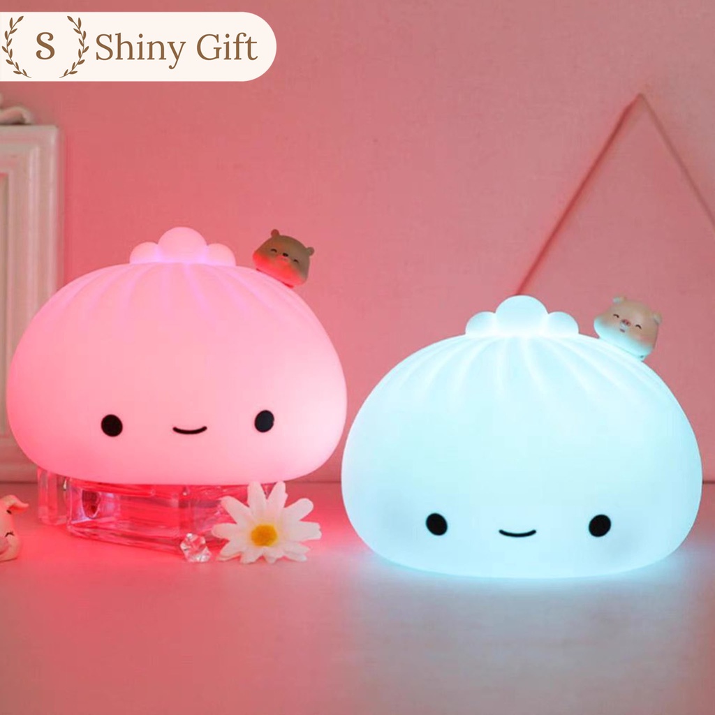 Đèn trang trí, đèn ngủ bánh bao silicone đổi màu