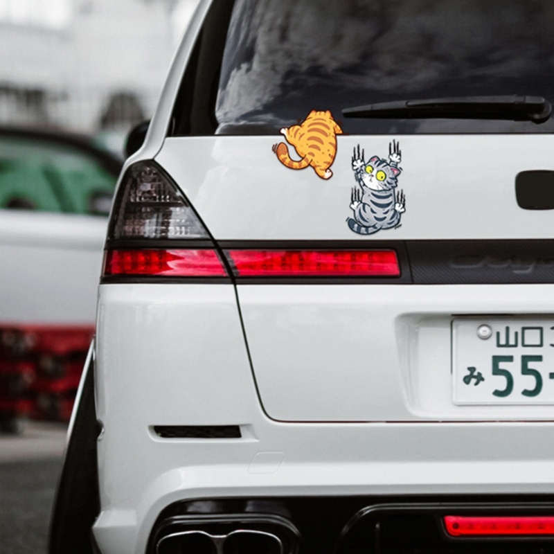 Miếng Dán Trang Trí Xe Hơi Chống Trầy Xước Hình Ba Chú Mèo Dễ Thương
