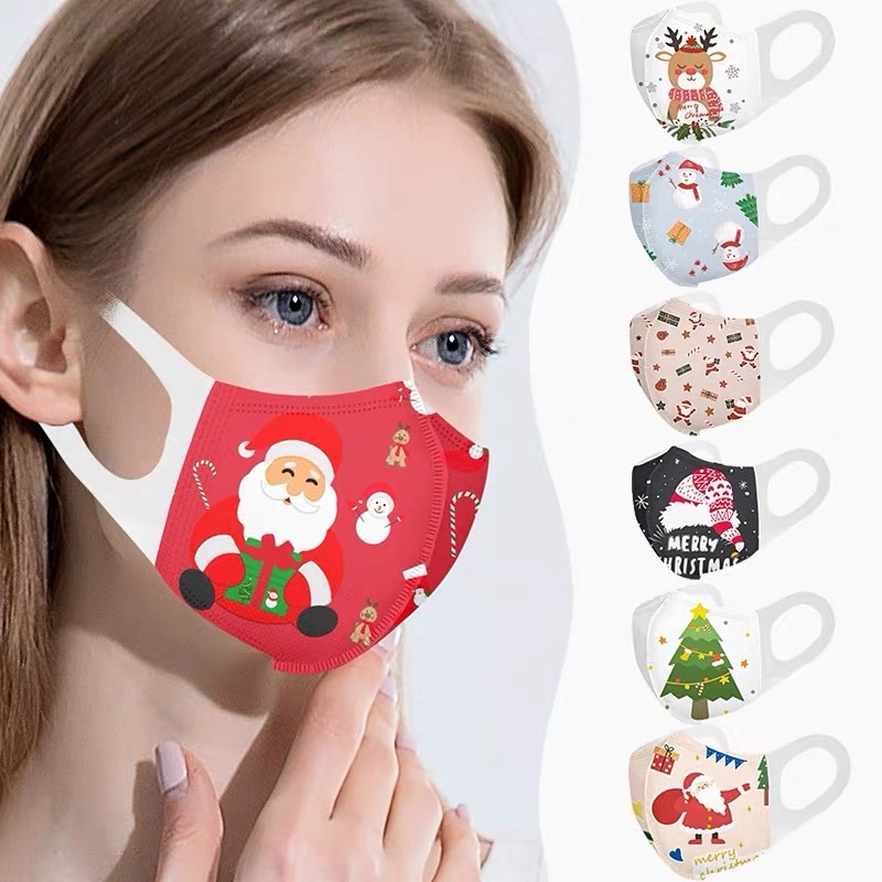 Túi 10 Cái Khẩu Trang 3D Noel 2023 Dành Cho Người Lớn