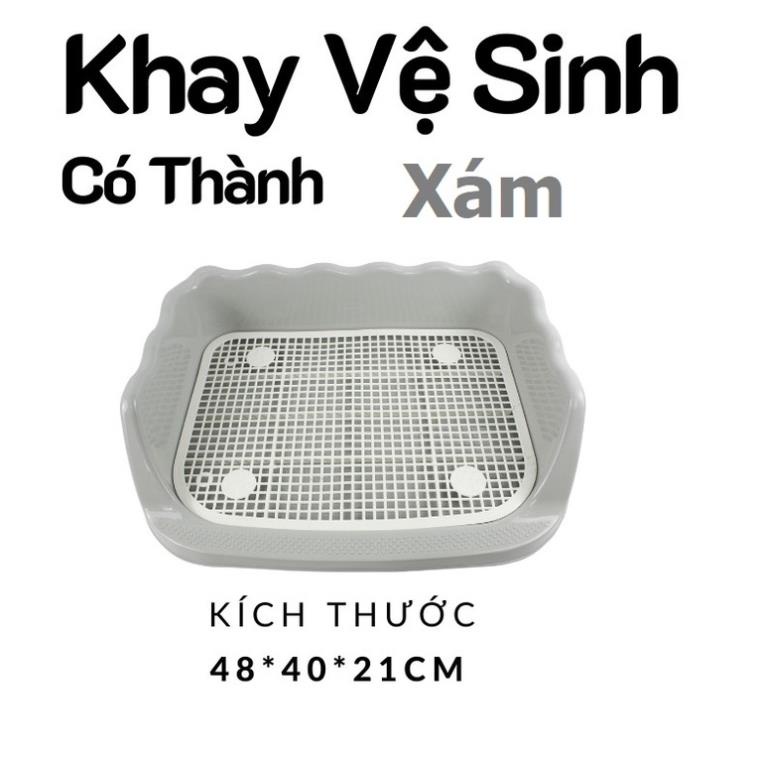 Khay vệ sinh cho chó có tường chắn có trụ cho chó đực và chó cái