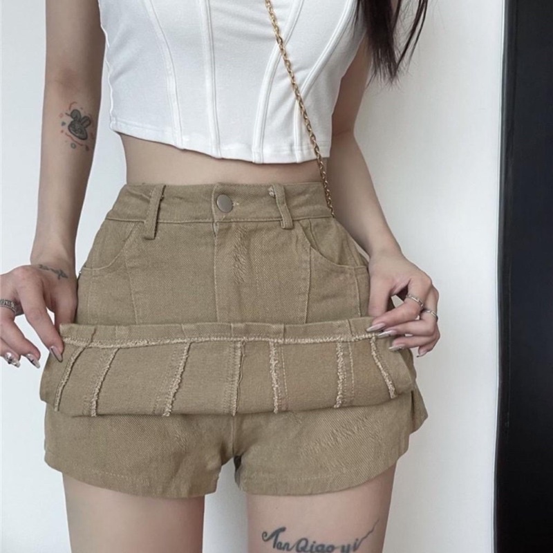 Chân váy chữ A xẻ gân tôn dáng siêu hót