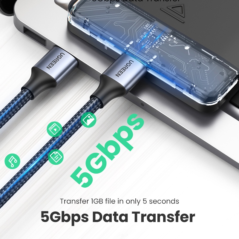 Cáp chuyển đổi USB A sang USB 3.0 UGREEN cho ổ cứng ngoài / DVD / tv / USB 3.0