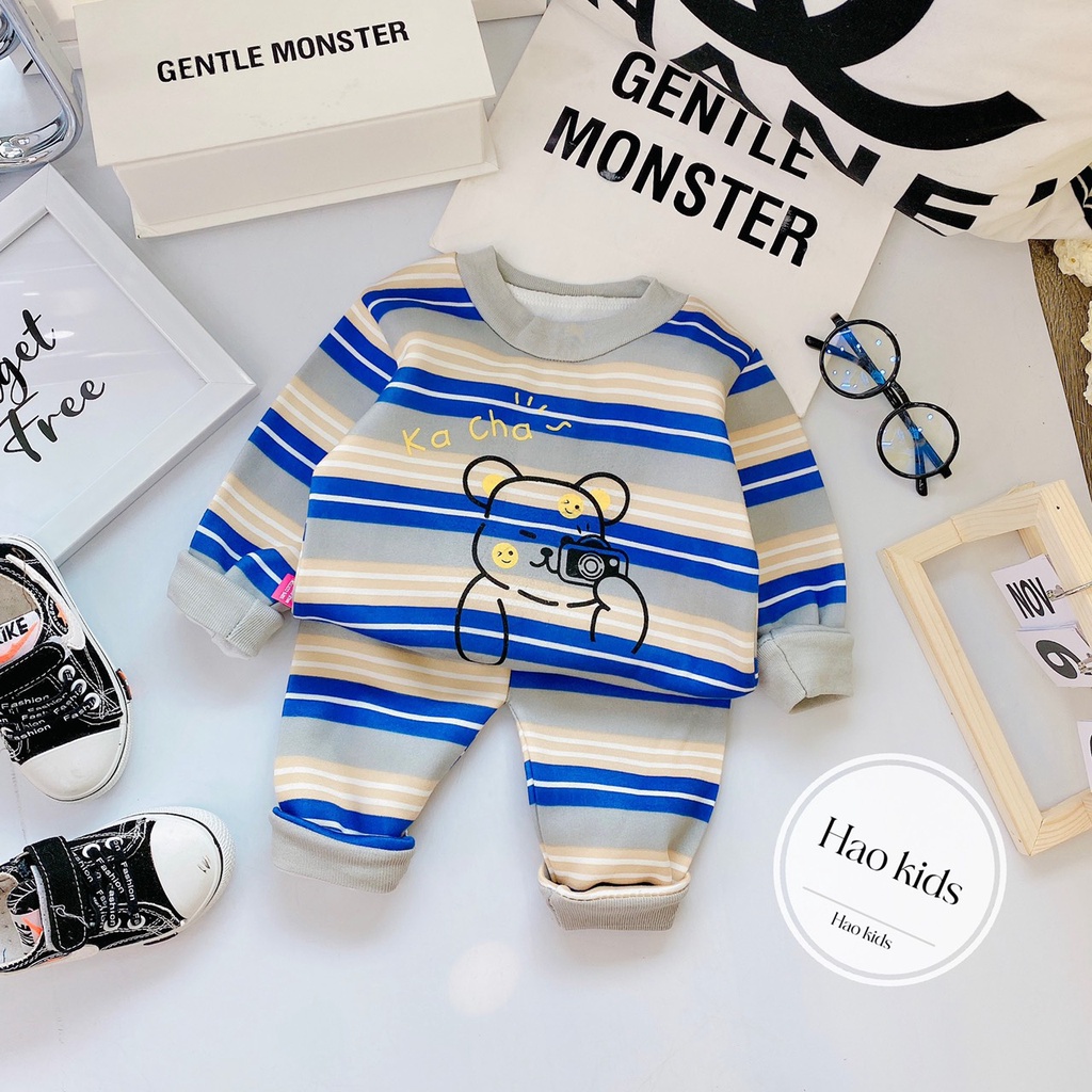 Bộ nỉ cho bé, bộ nỉ bông ấm cho bé in hình hoạ tiết cute,6-16kg