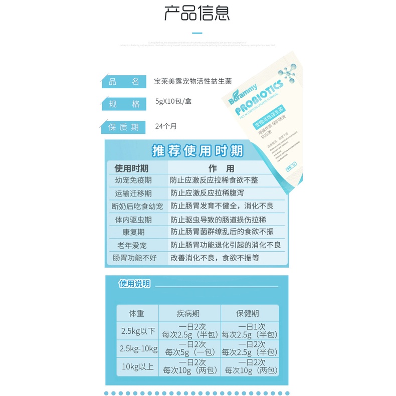 Men vi sinh cho mèo Borammy hỗ trợ tiêu hoá cho chó với Probiotic ngừa nôn mửa tiêu chảy BM15