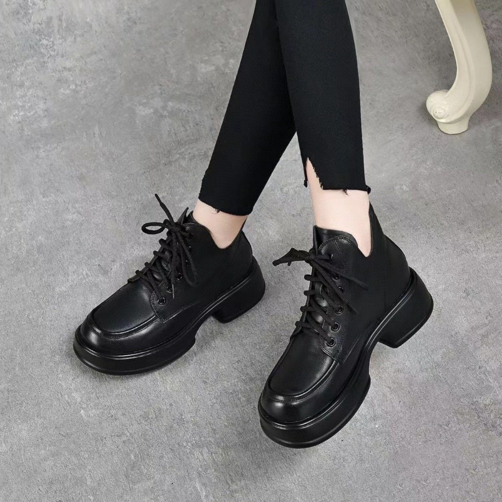Bốt nữ da Pu cao cấp, Boot nữ khoá kéo sau, lót nỉ êm boot mũi tròn - Giày boost lửng thời trang Mẫu mới - PinkOri