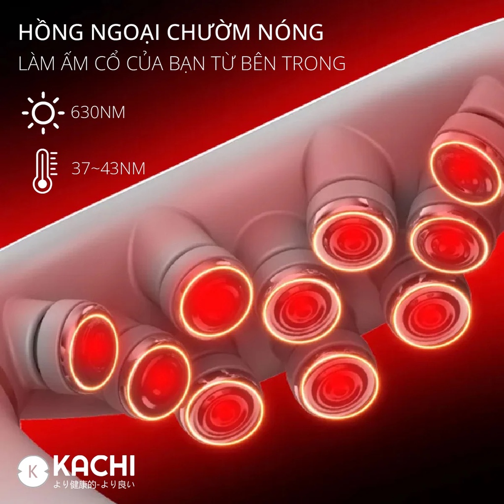 Máy massage cổ không dây 10 đầu rung nhiệt cao cấp Kachi MK350 hỗ trợ tăng tuần hoàn máu não, giảm đau đầu, đột quỵ