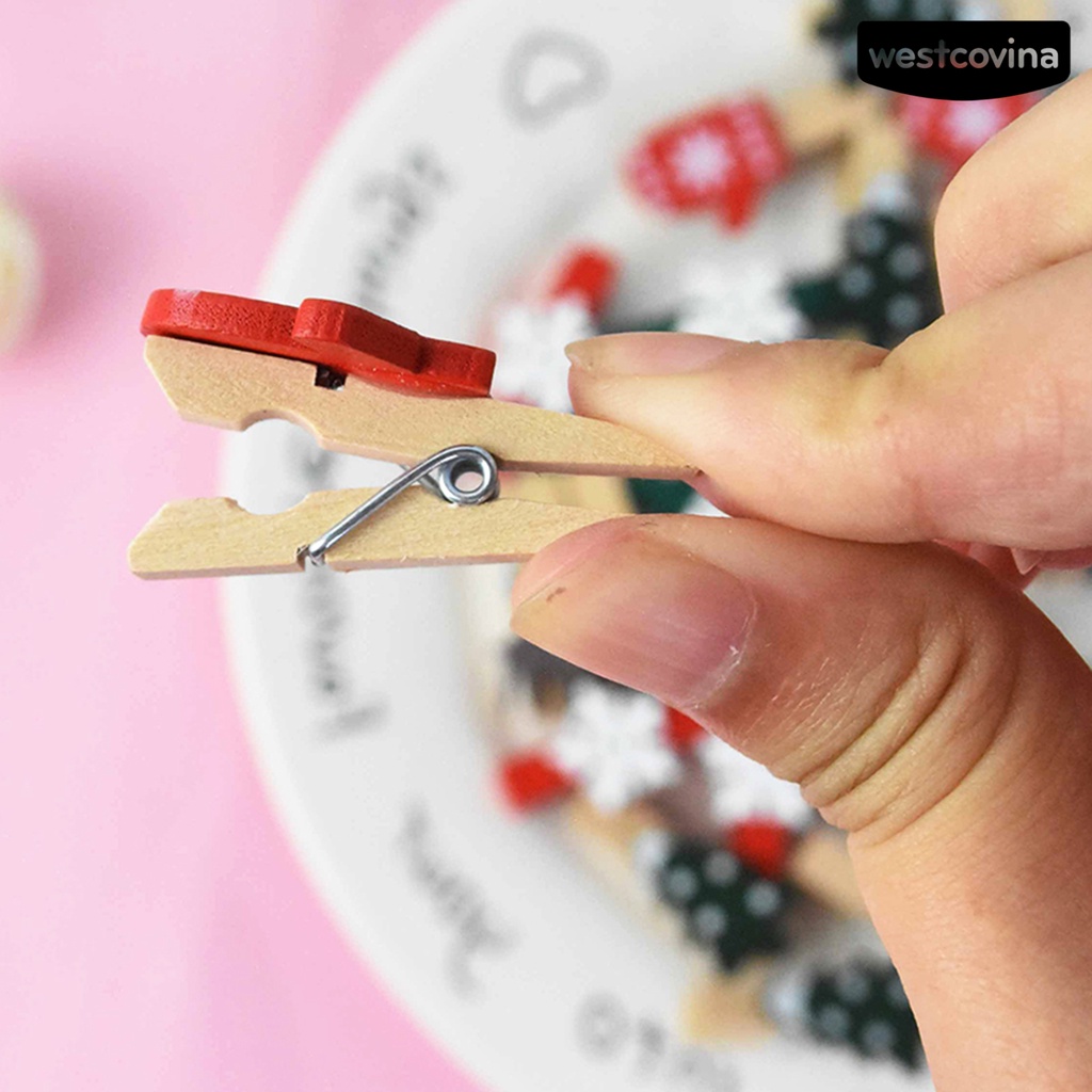 [Hot]☃Bộ 10 Kẹp Gỗ Hình Hoa Tuyết Tuần Lộc Giáng Sinh