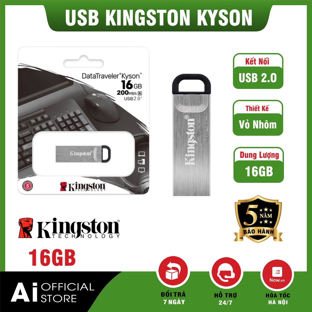 USB Kingston DT-KYSON 16GB - USB 2.0 - Hàng nhập khẩu - Bảo hành 5 Năm!!!