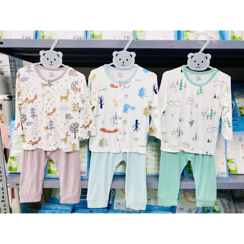 Bộ dài tay cài thẳng petit sợi tre Luxry  cho bé trai, bé gái