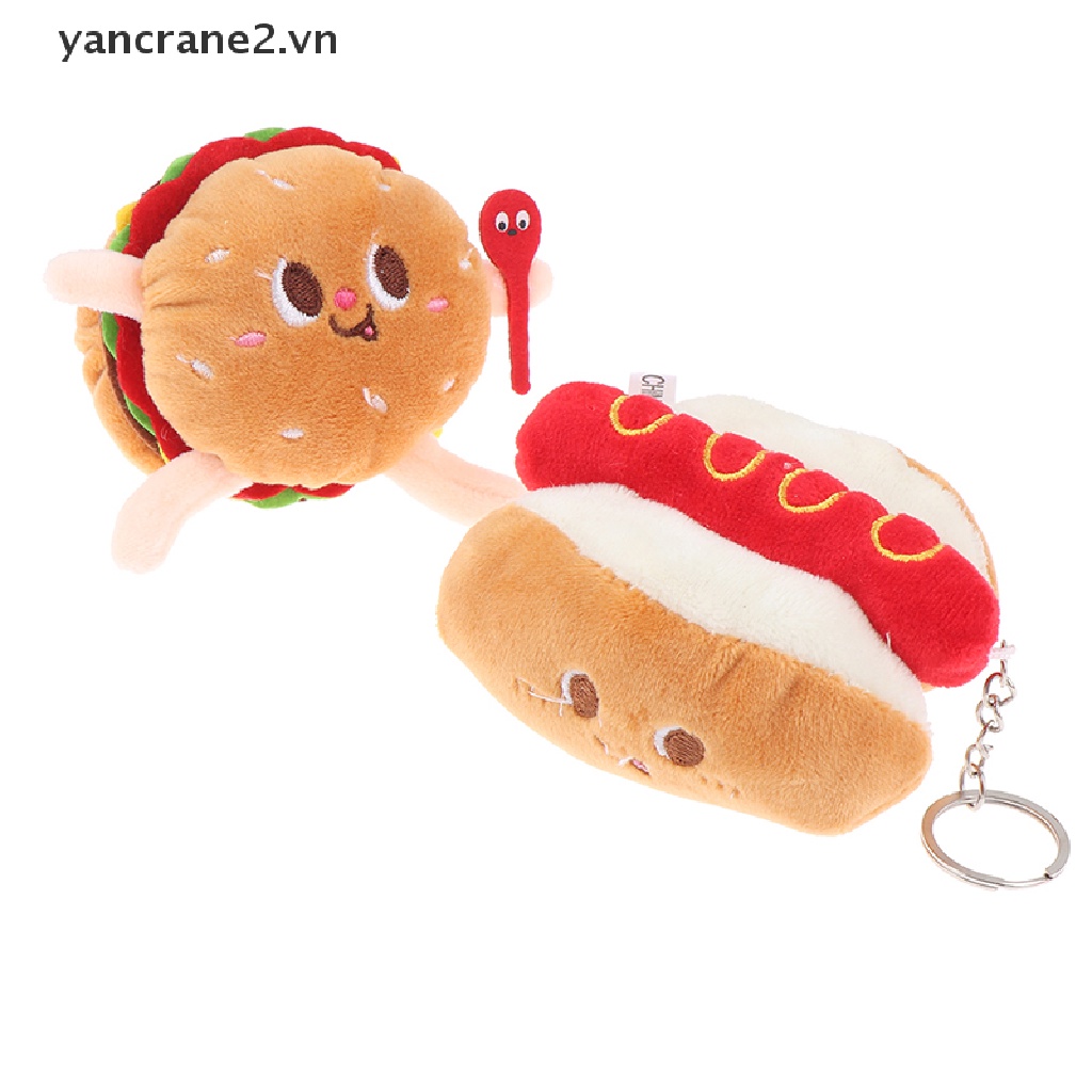 1 Móc Khóa Đồ Chơi Nhồi Bông Hình Hamburger Hot Dog Pháp {yancrane2.vn}