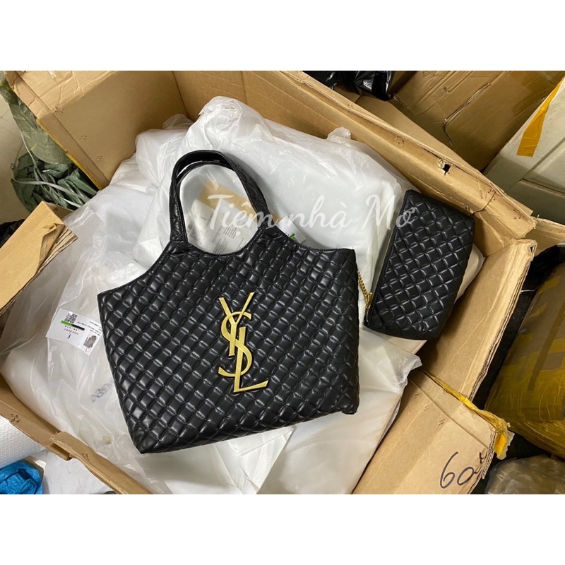 Túi Ys.L trần trám bigsize chất da dày mịn kèm ví cùng loại, tag logo to chuẩn xịn, bigsize 35x38cm