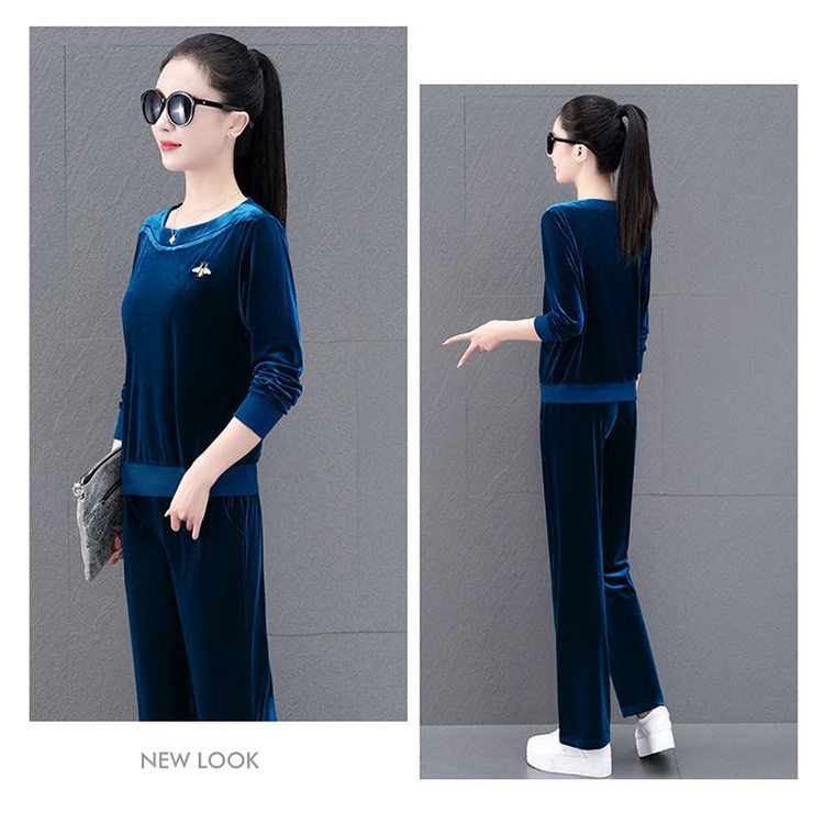 Set Đồ Thể Thao 4 Món Bằng Nhung Dài Tay Giữ Ấm Tùy Chọn Cho Nữ