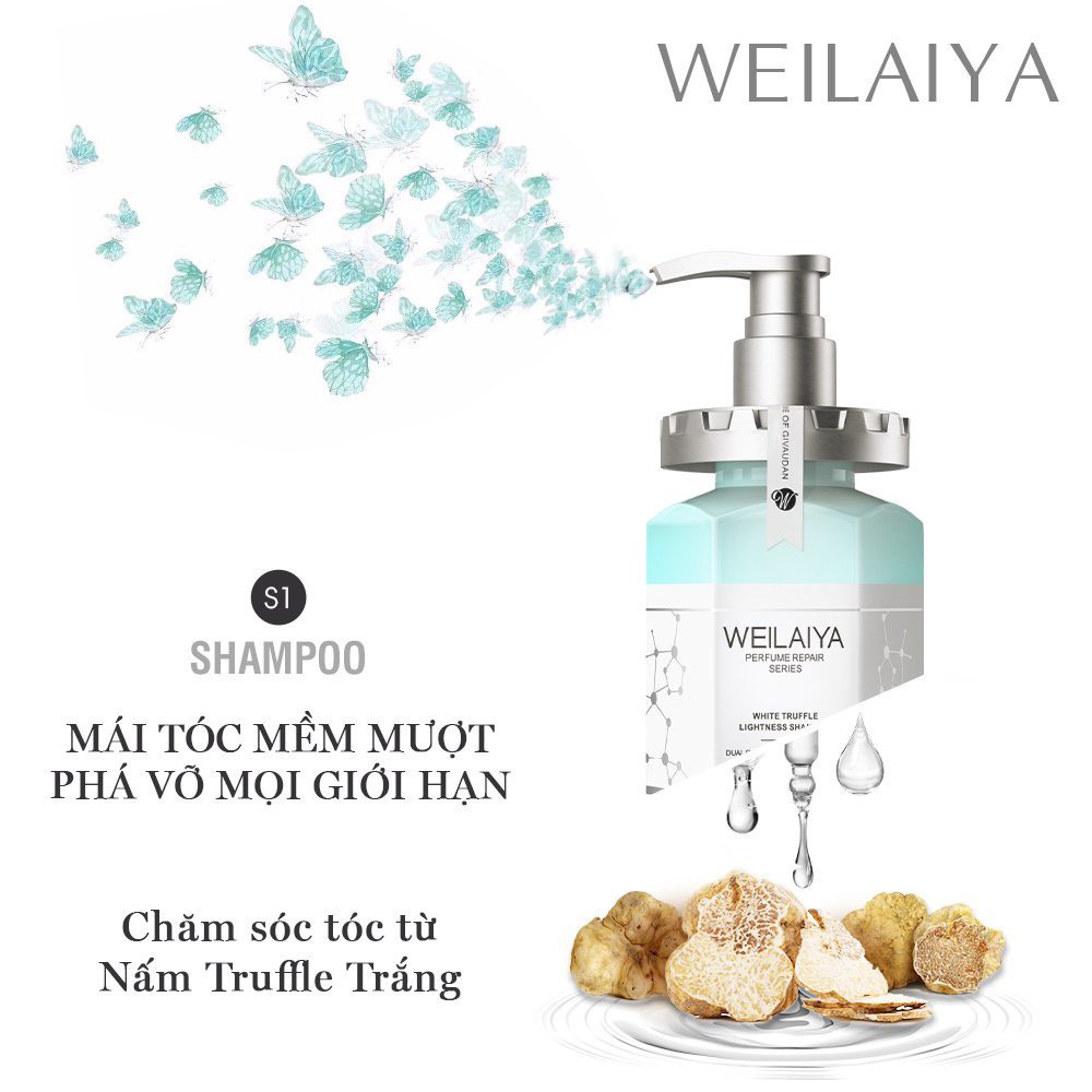 Bộ Sản Phẩm Dầu Gội Phủ Bạc Dưỡng Tóc Weilaiya 100ml và Dầu Gội Phục Hồi Nấm Truffle Weilaiya 450ml