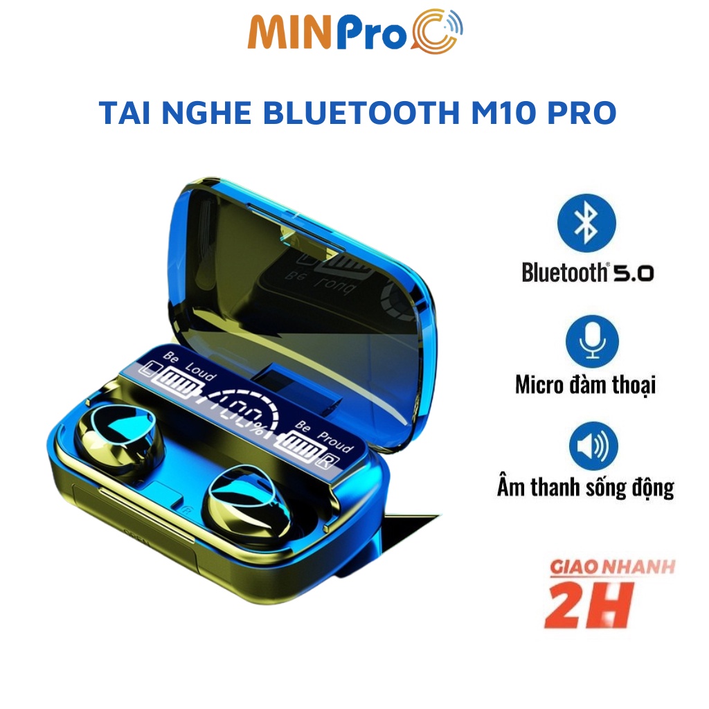 Tai nghe không dây bluetooth M10 PRO  MINPRO giá rẻ tai nghe nhạc, chơi game công nghệ bluetooth, âm thanh chất lượng