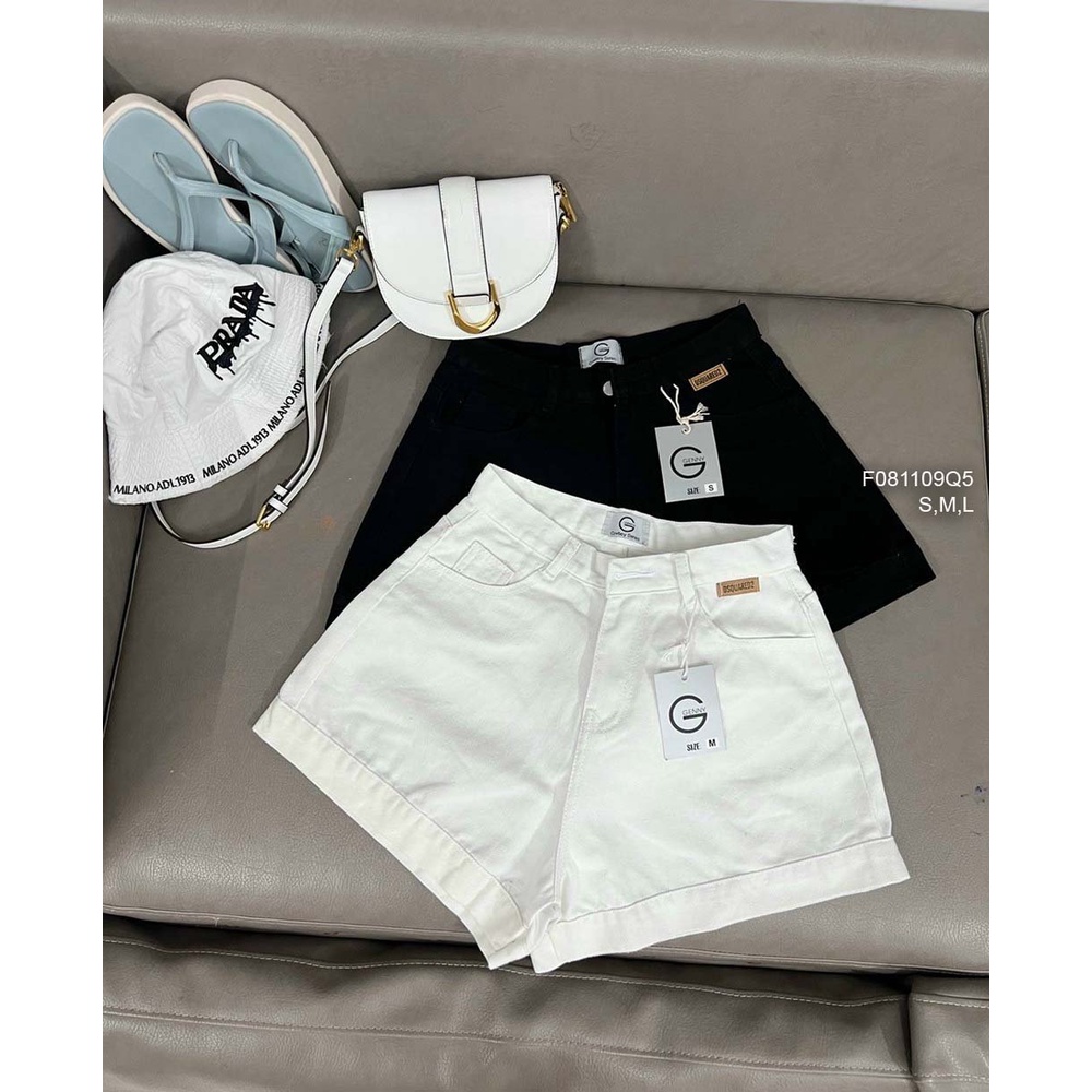 Quần short jean túi lưng cao gắn mác hàng đẹp!