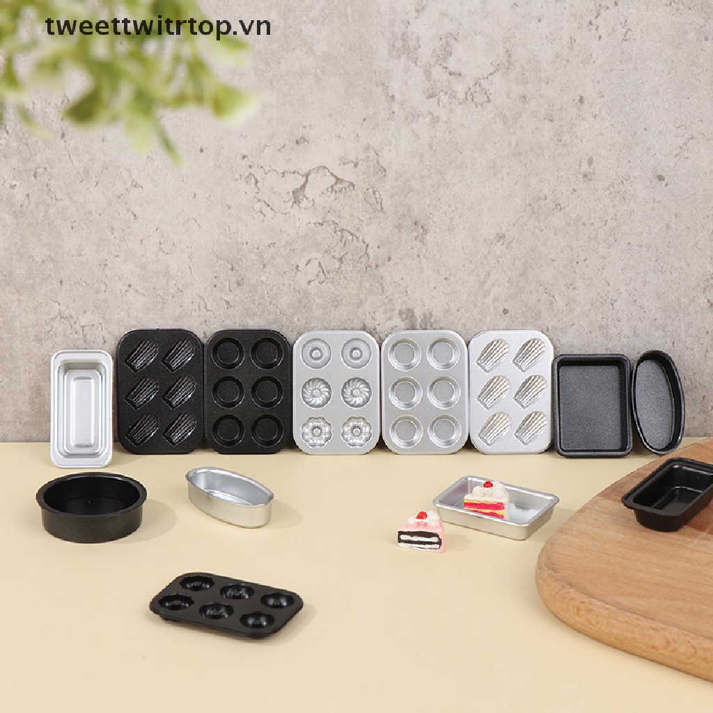 1 Bộ Khay Nướng Mini 1: 6 1: 12 Trang Trí Nhà Búp Bê