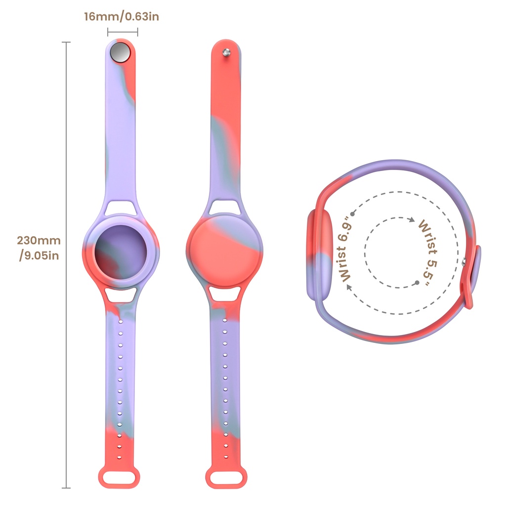 Airtag Vòng Đeo Tay Silicone Đính Đinh Tán Kim Loại Chống Rơi Cho Trẻ Em