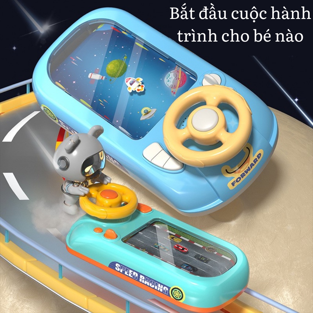Đường đua xe ô tô, vô lăng đồ chơi cho bé có màn hình có nhạc PLAYKID PK035