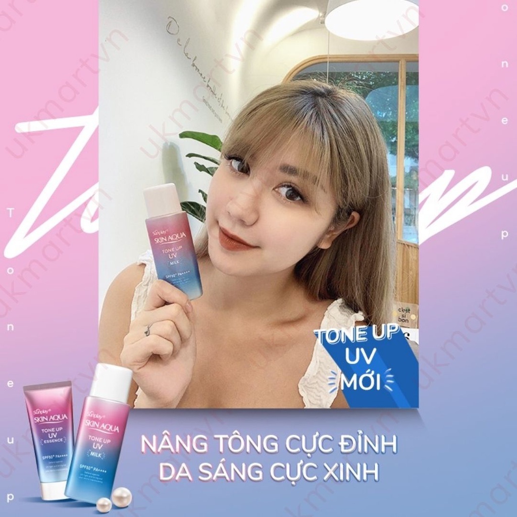 Tinh Chất Chống Nắng Sunplay Hiệu Chỉnh Sắc Da 50g (Tím) Skin Aqua Tone Up UV Essence Lavender SPF50+/PA++++