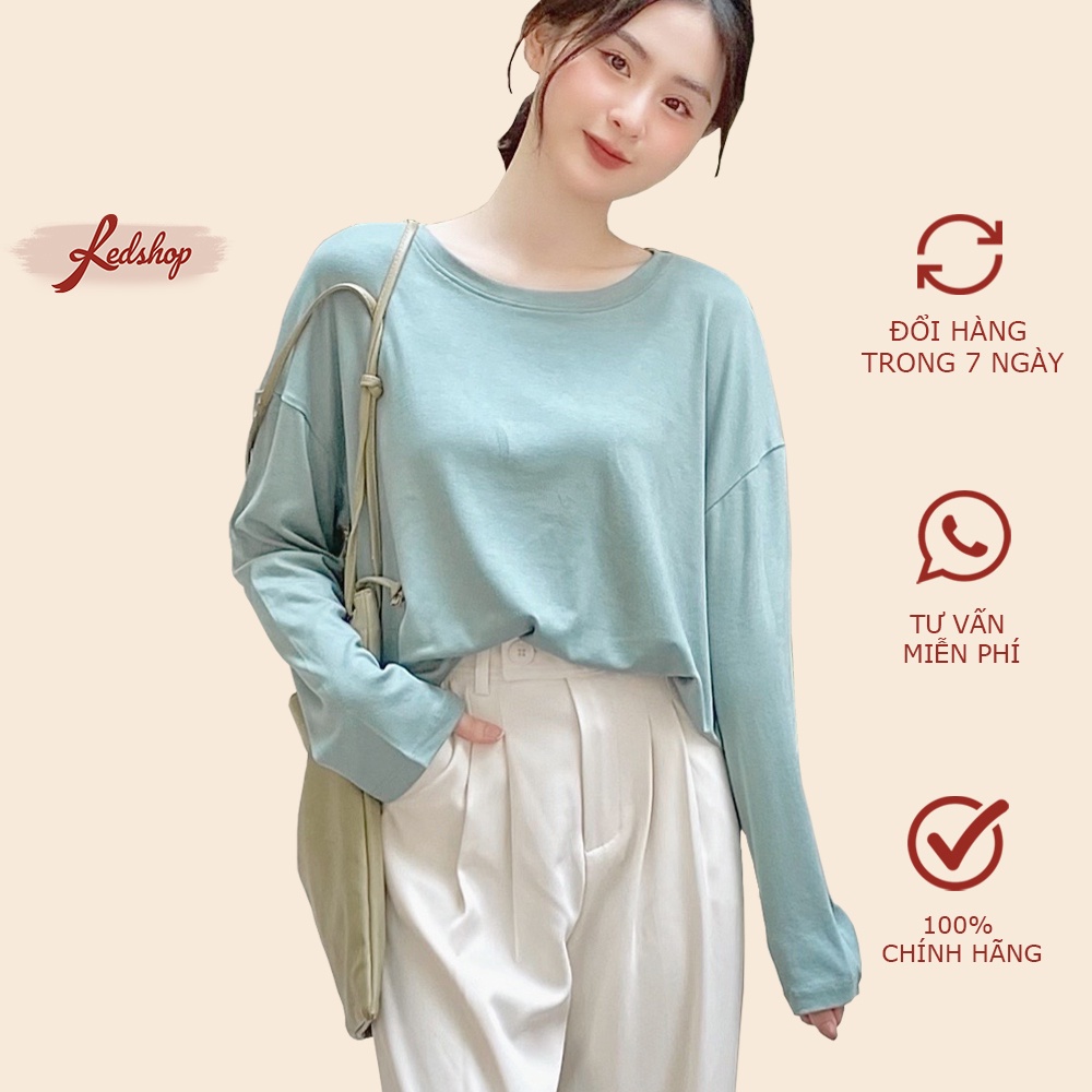 Áo thun trơn nữ tay dài cổ tròn vải cotton cao cấp thời trang thu đông (28020) - Red Shop