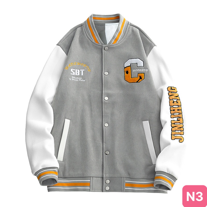 Áo khoác nỉ Hoodie nam nữ không có nón form rộng kiểu dáng Bomber bóng chày GM18